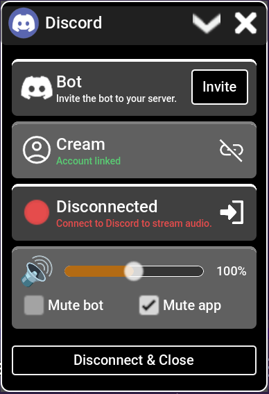 Window with bot options.