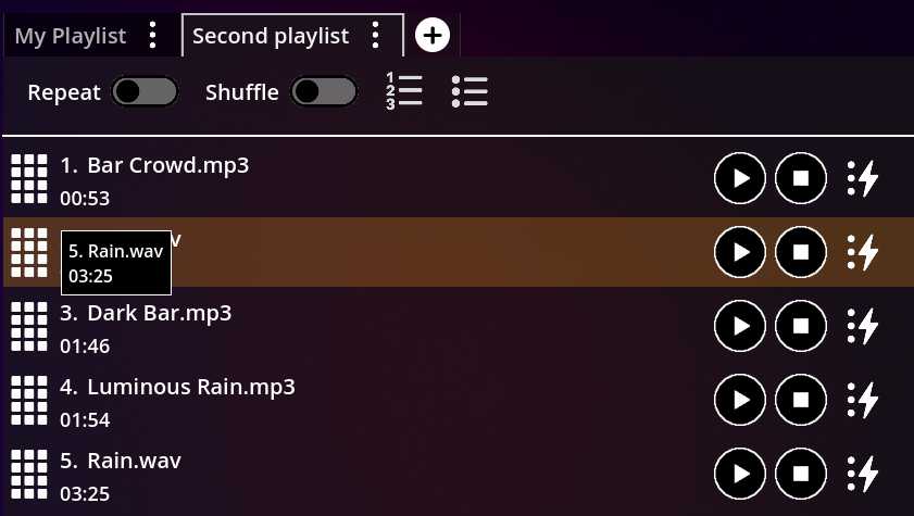 Fig. 7 - Reordering playlist elements.