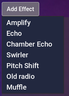 Fig. 3 - Effects menu.